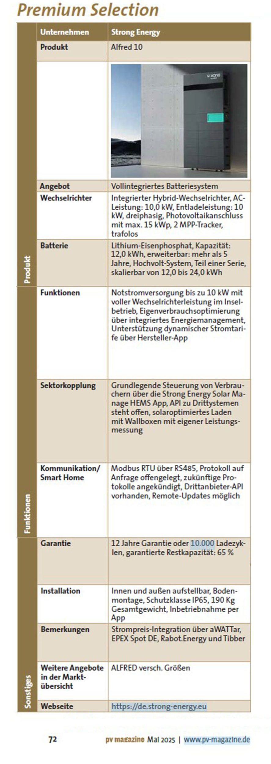 PV Magazine May 2025 – Home Storage ALFRED